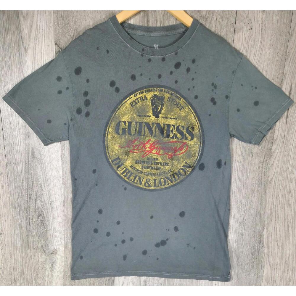 Guinness Extra Stout Gray Short Sleeve Graphic T-Shirt Mens Medium Pre Owned